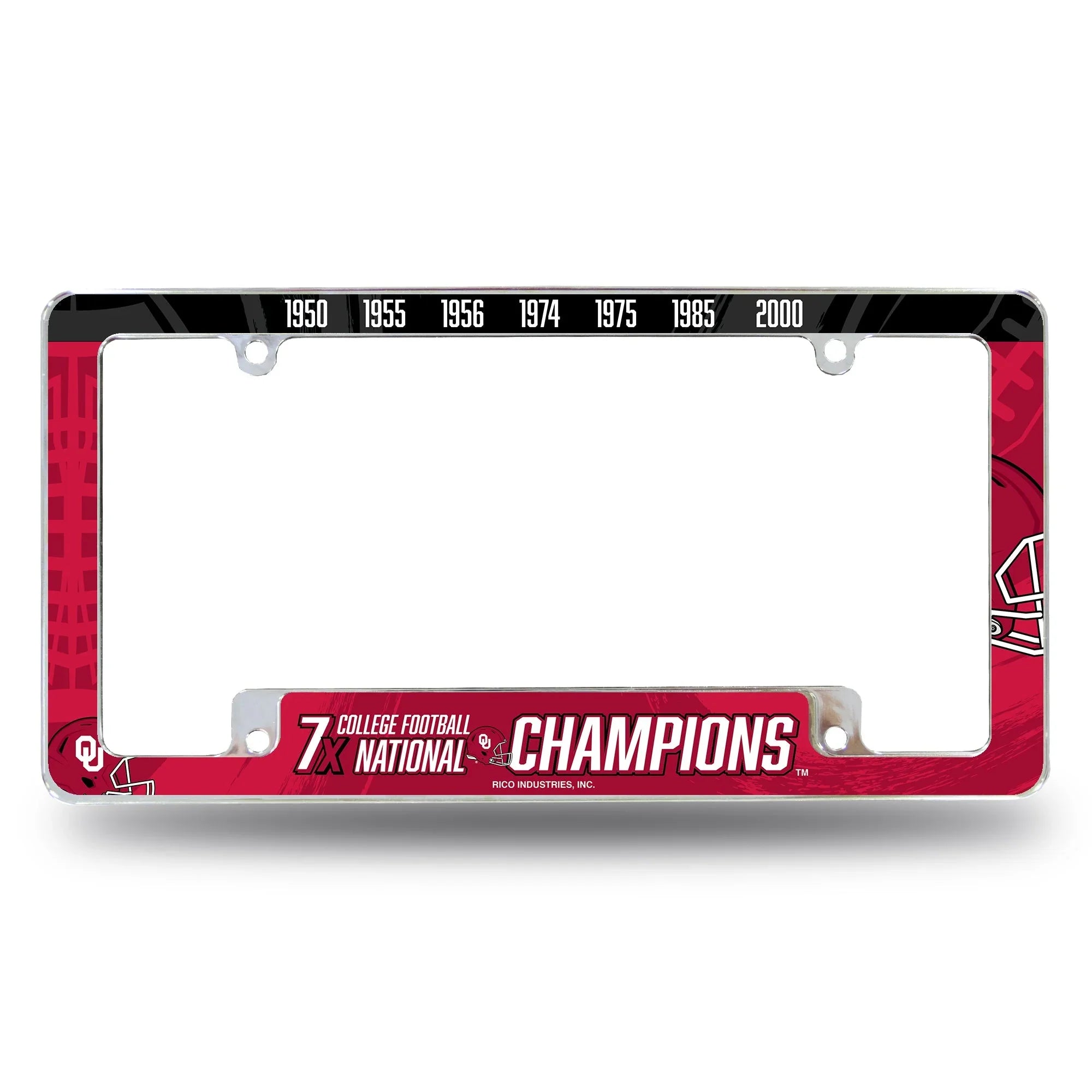 Oklahoma University 7 Time College Football Champs All Over Chrome Frame