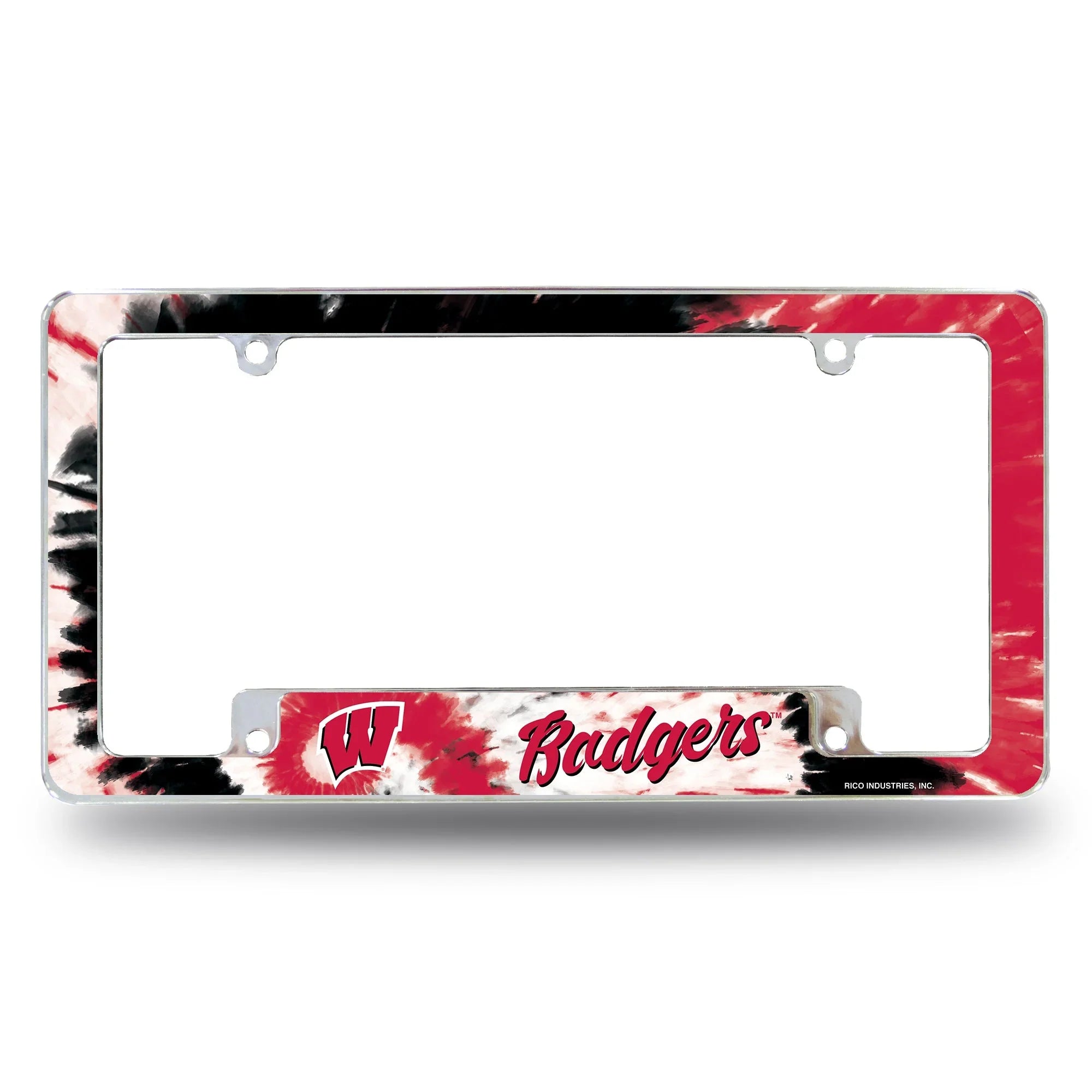 Wisconsin University - Tie Dye Design - All Over Chrome Frame (Bottom Oriented)