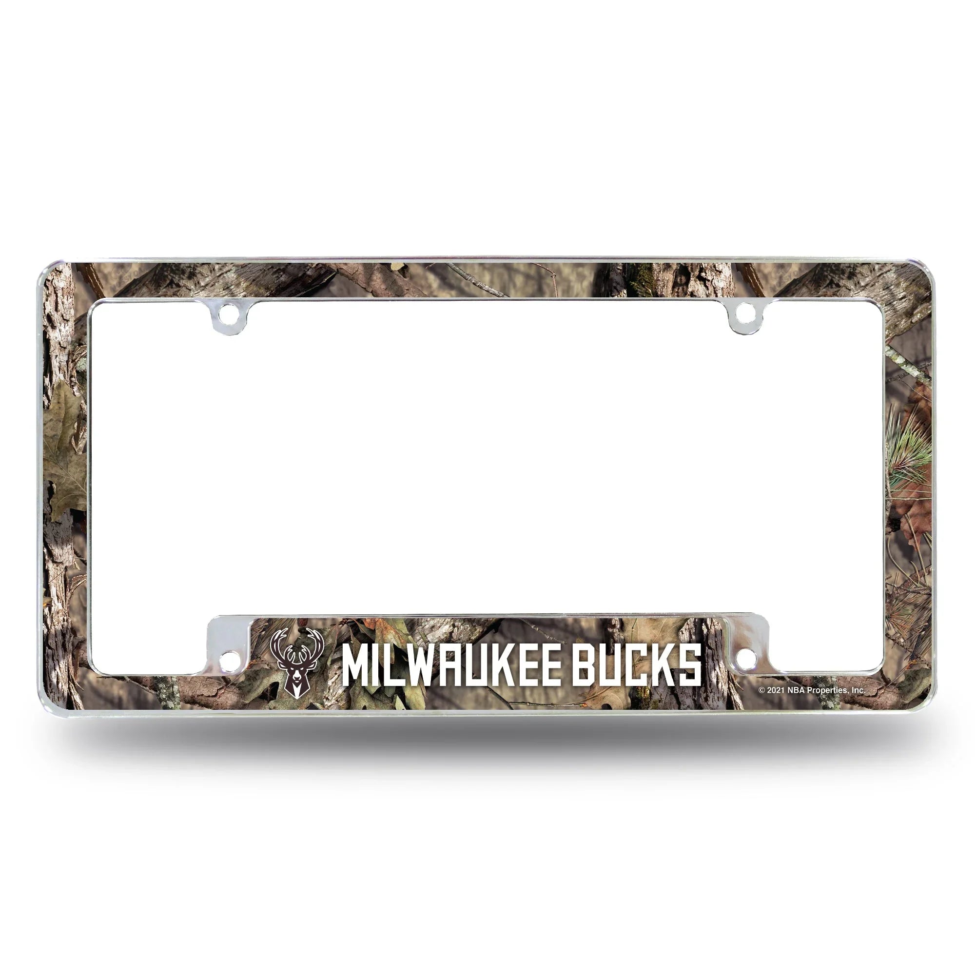 Milwaukee Bucks Mossy Oak Camo Break-Up Country All Over Chrome Frame (Bottom Oriented)