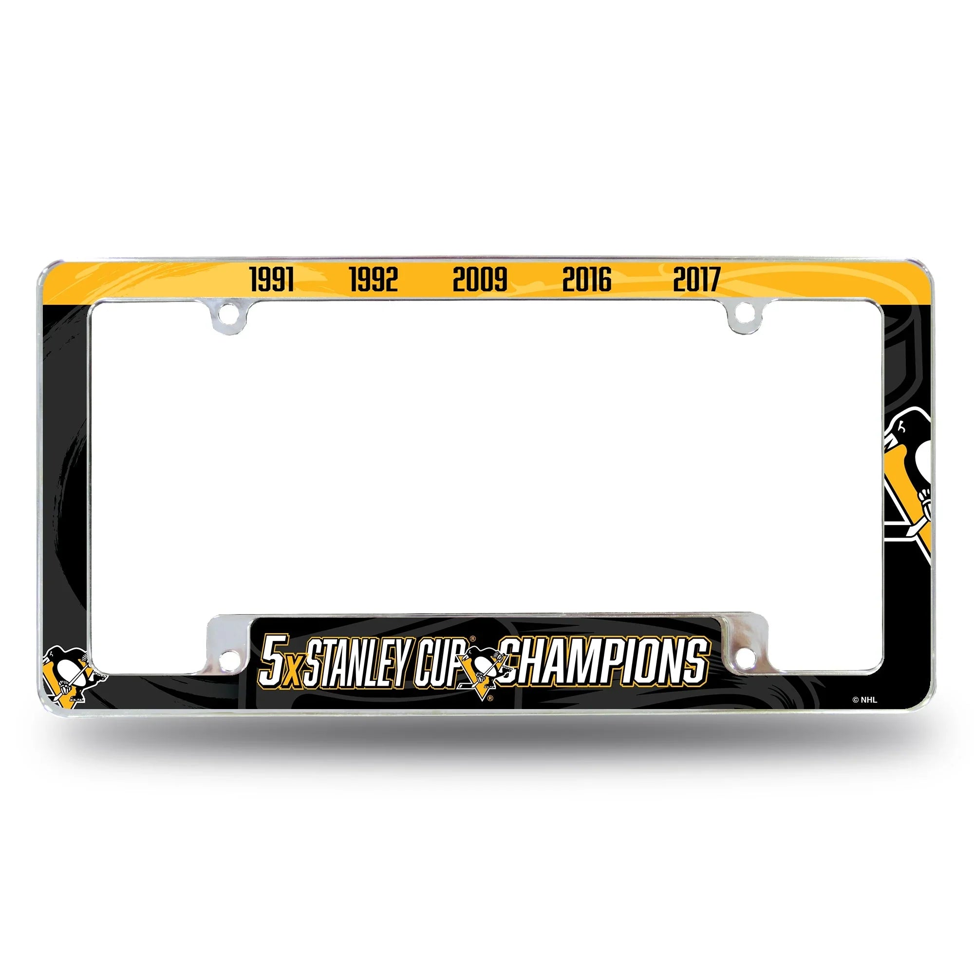Penguins : 5 Time Stanley Cup Champs  All Over Chrome Frame
