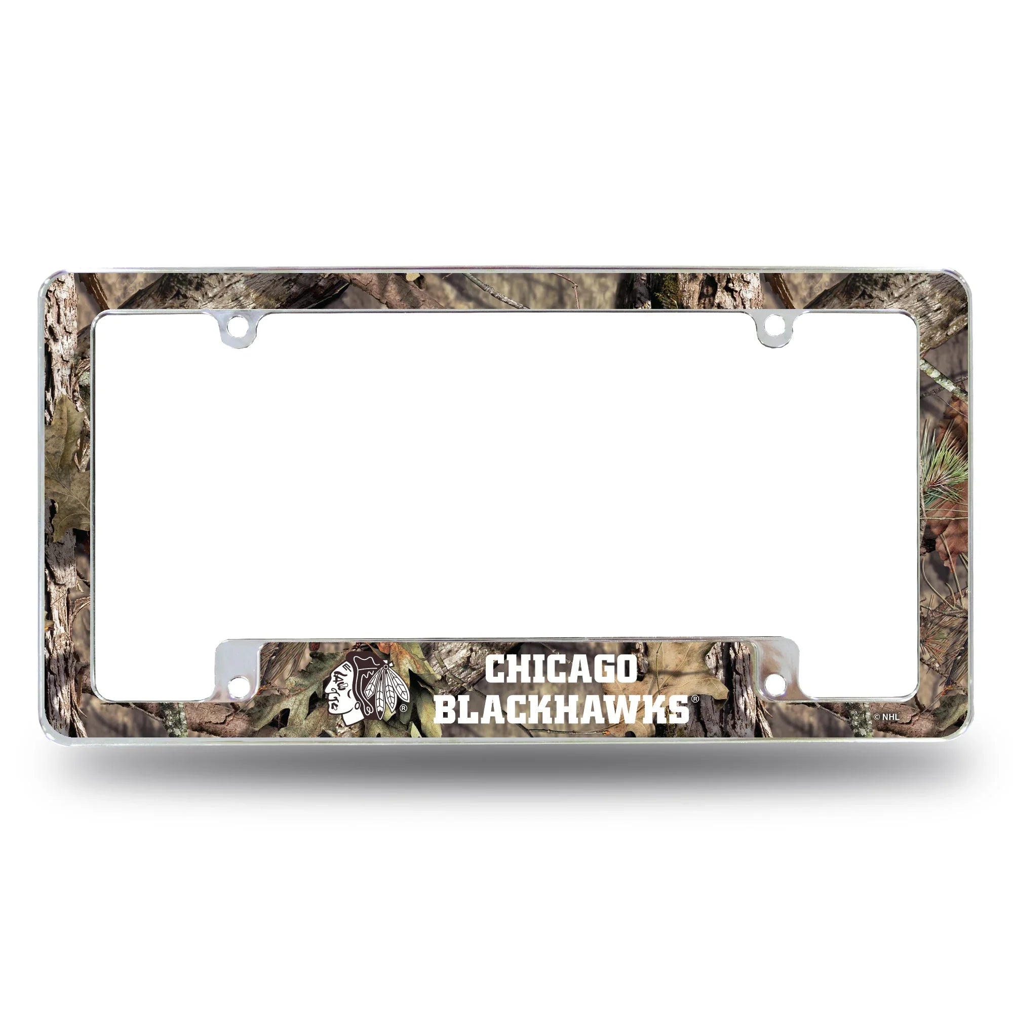 Blackhawks / Mossy Oak Camo Break-Up Country All Over Chrome Frame (Bottom Oriented)