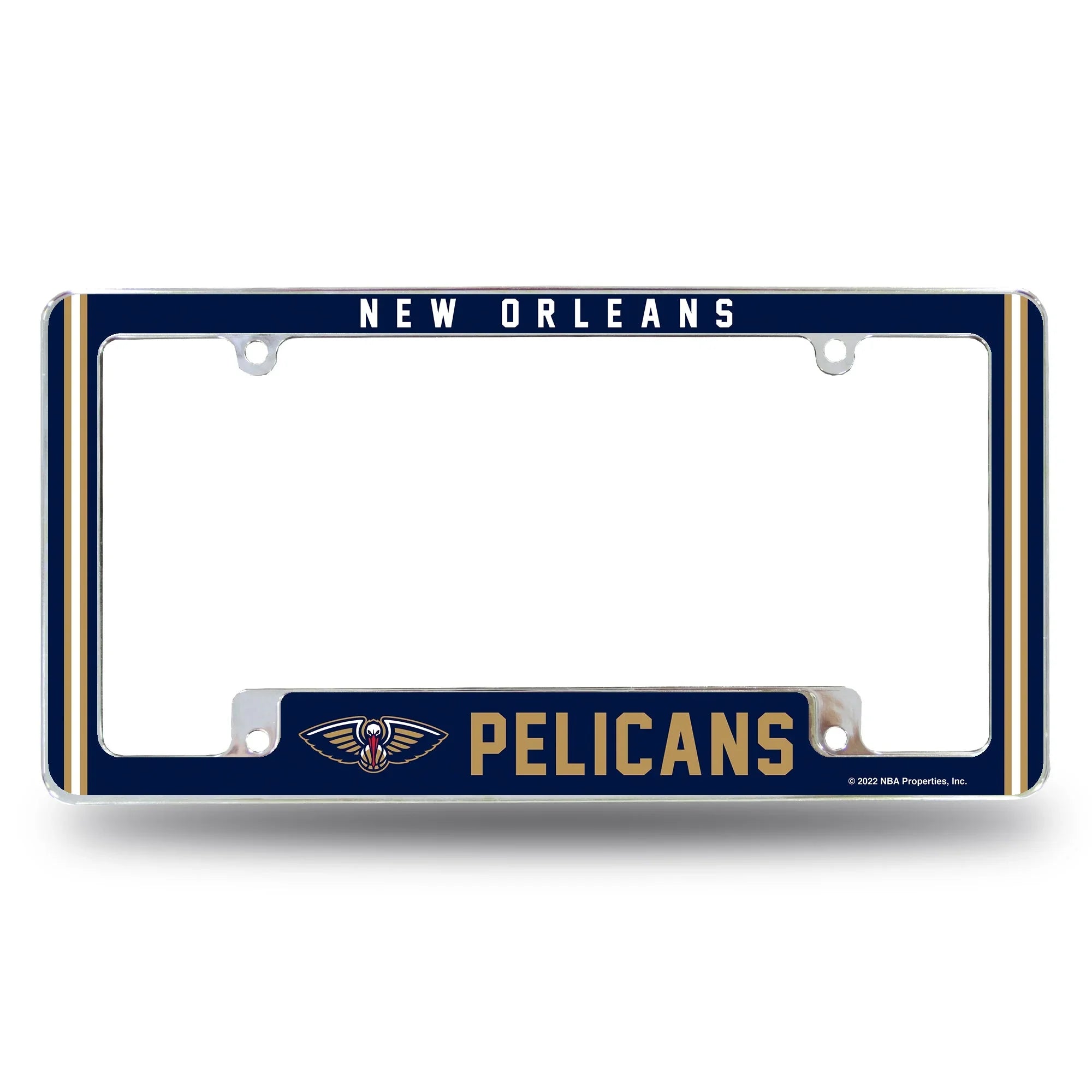 Pelicans Alternate Design All Over Chrome Frame - Bottom Oriented