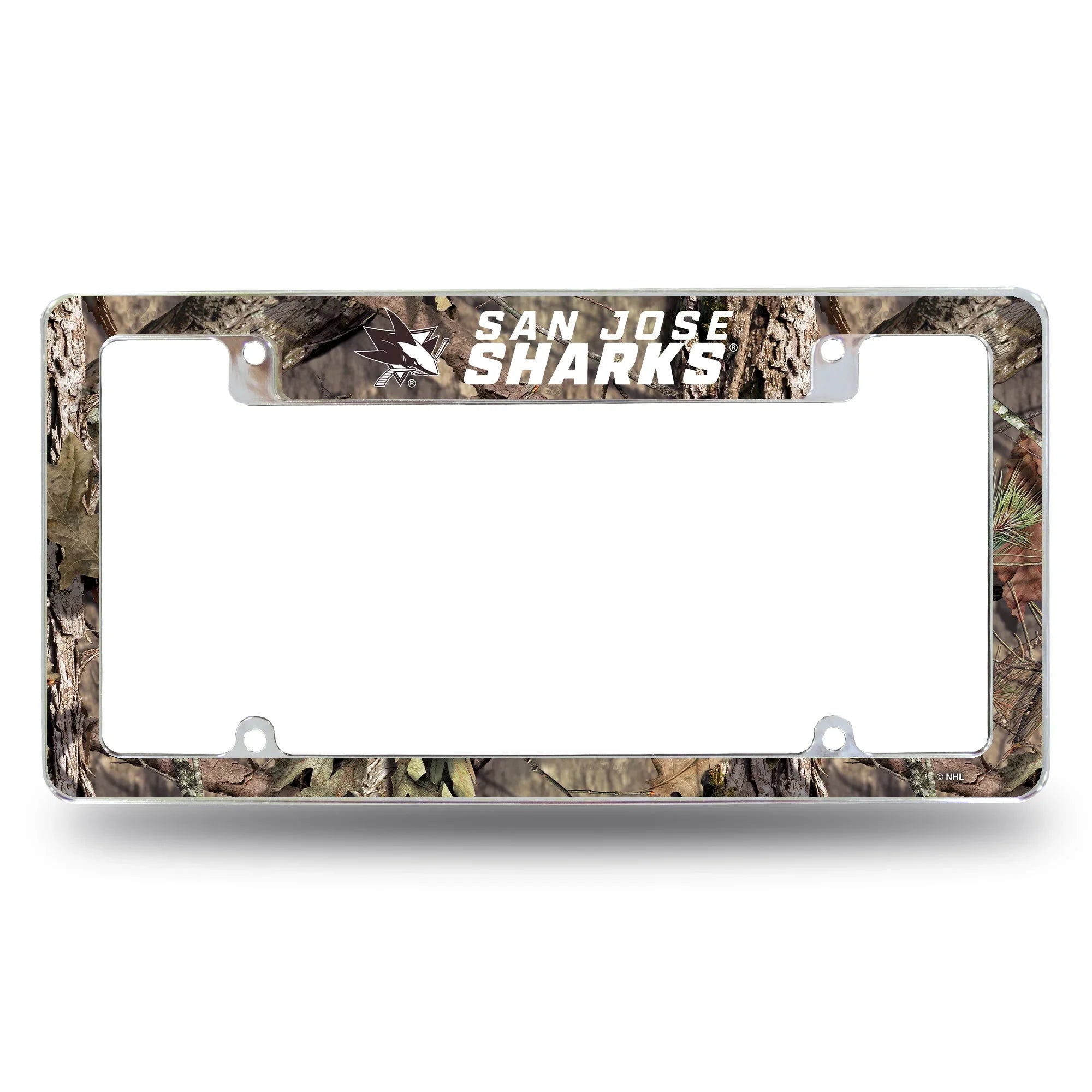 Sharks / Mossy Oak Camo Break-Up Country All Over Chrome Frame (Top Oriented)