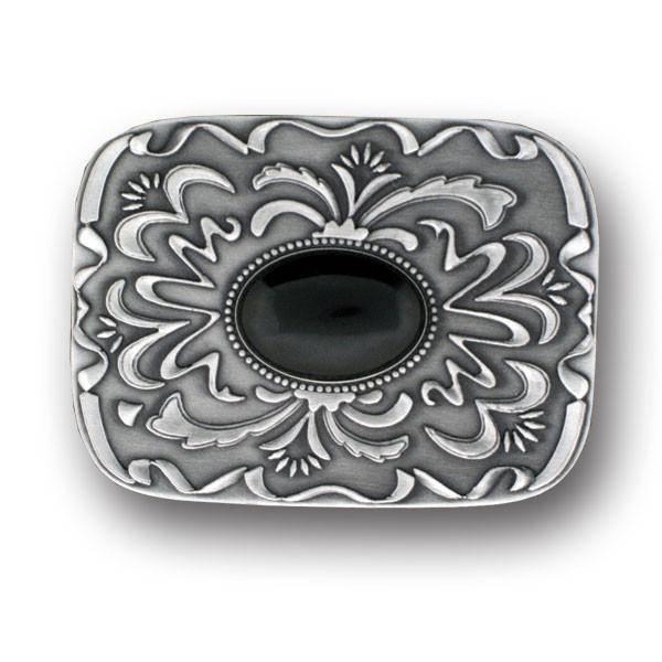 Black Stone with Western Scroll Rhinestone Belt Buckle (SSKG) - 757 Sports Collectibles