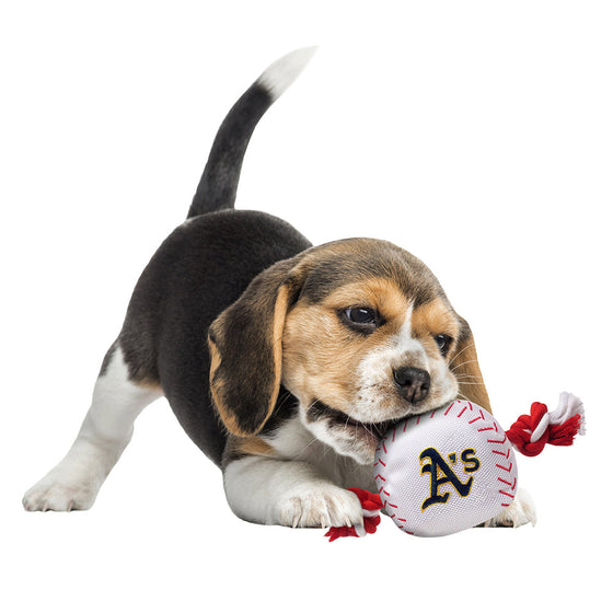 Oakland Athletics Baseball Toy - Nylon w/rope Pets First - 757 Sports Collectibles