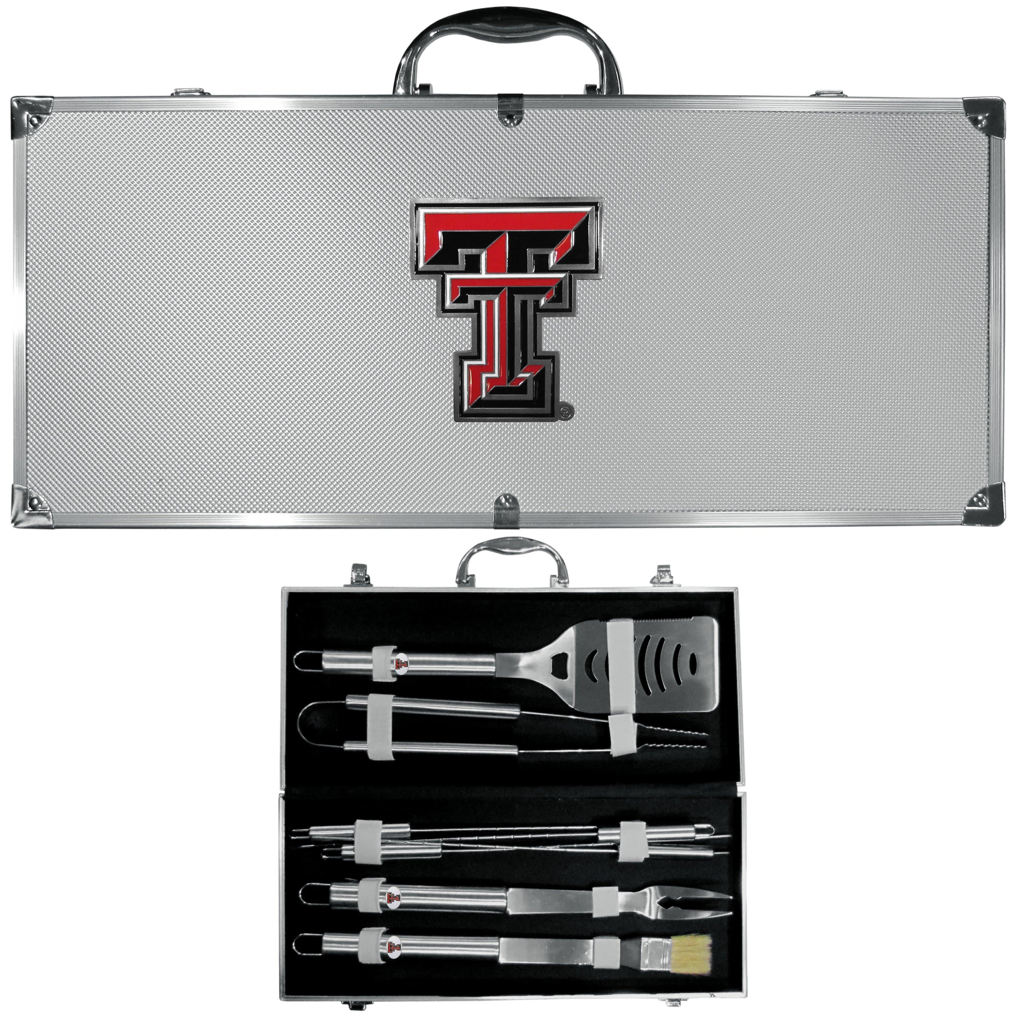 Texas Tech Raiders 8 pc Stainless Steel BBQ Set w/Metal Case (SSKG) - 757 Sports Collectibles
