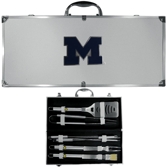 Michigan Wolverines 8 pc Stainless Steel BBQ Set w/Metal Case (SSKG) - 757 Sports Collectibles