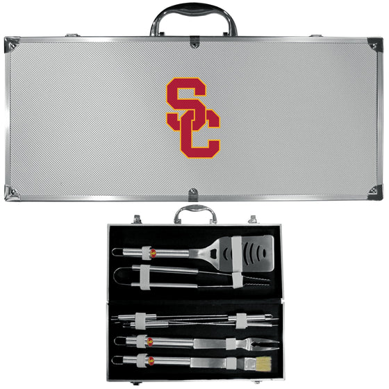 USC Trojans 8 pc Stainless Steel BBQ Set w/Metal Case (SSKG) - 757 Sports Collectibles