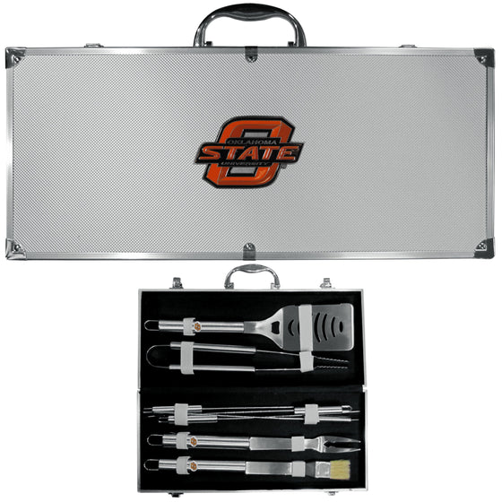 Oklahoma State Cowboys 8 pc Stainless Steel BBQ Set w/Metal Case (SSKG) - 757 Sports Collectibles