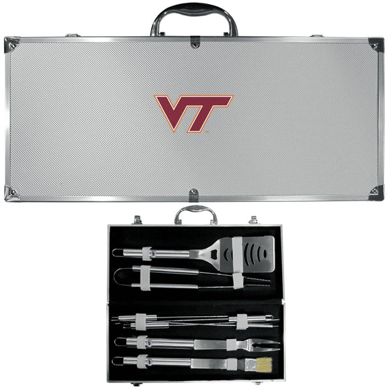 Virginia Tech Hokies 8 pc Stainless Steel BBQ Set w/Metal Case (SSKG) - 757 Sports Collectibles