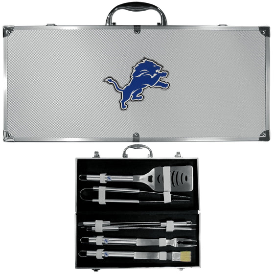 Detroit Lions 8 pc Stainless Steel BBQ Set w/Metal Case (SSKG) - 757 Sports Collectibles