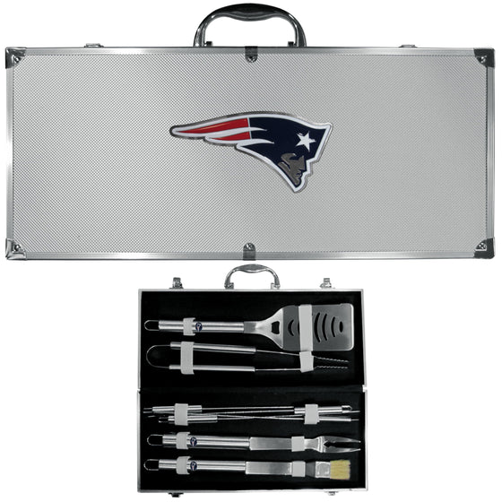 New England Patriots 8 pc Stainless Steel BBQ Set w/Metal Case (SSKG) - 757 Sports Collectibles