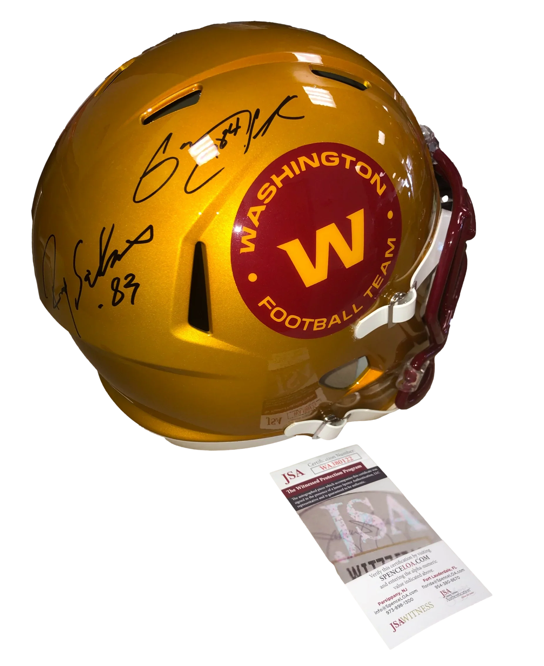Washington Commanders Ricky Sanders Gary Clark Signed Auto Flash Replica Full Size Helmet - JSA W COA - 757 Sports Collectibles