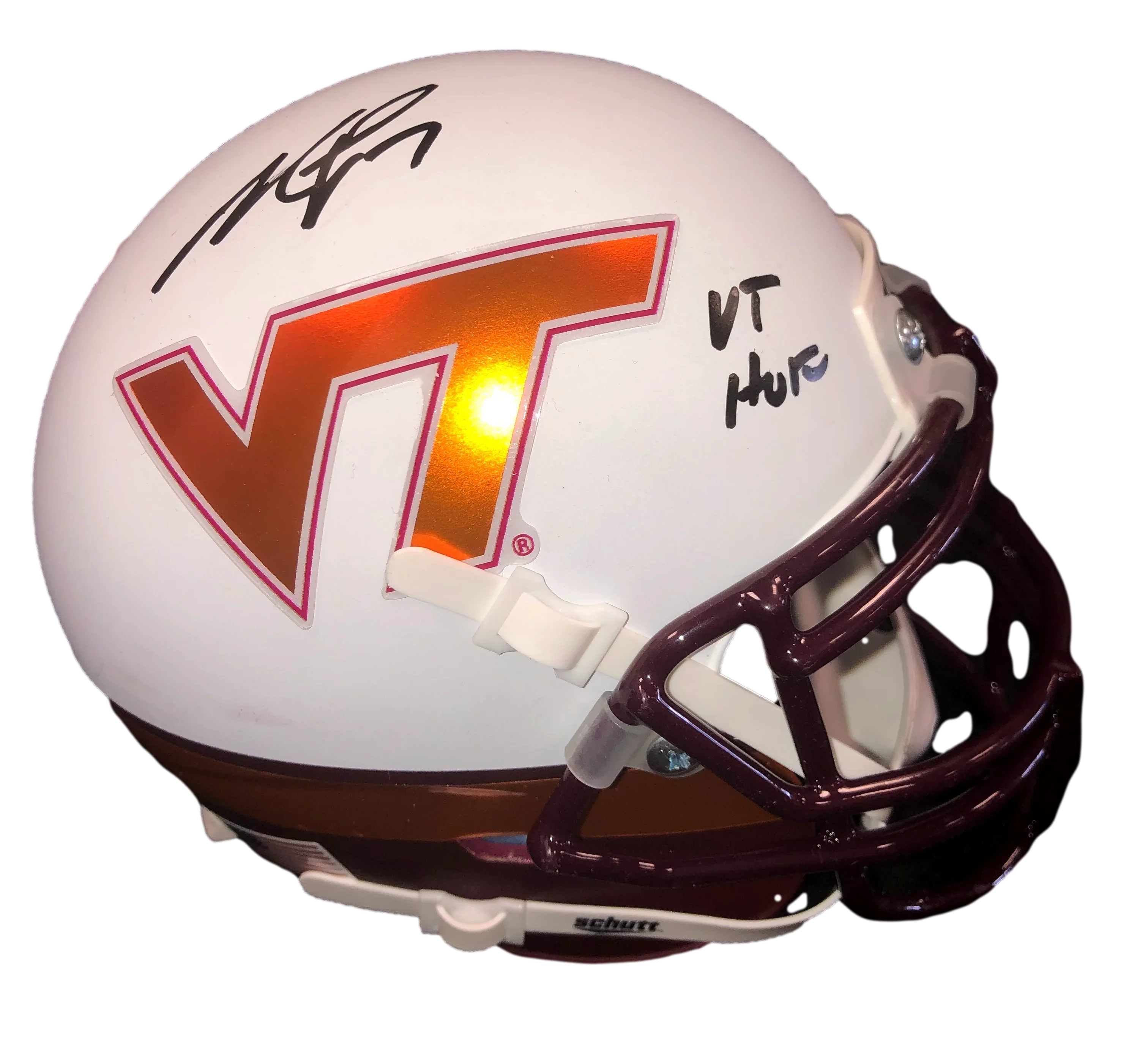 Virginia Tech Hokies Michael Vick 'VT HOF' Signed Autograph Wht Effect Mini Helmet 757 COA - 757 Sports Collectibles