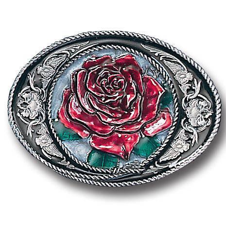 Western Rose Enameled Belt Buckle (SSKG) - 757 Sports Collectibles