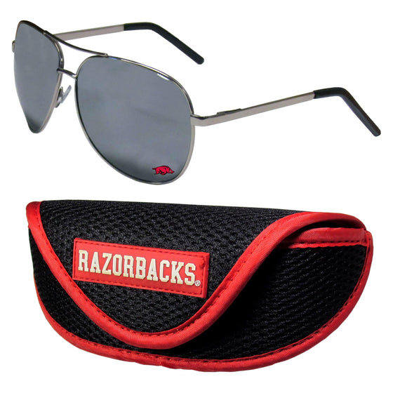 Arkansas Razorbacks Aviator Sunglasses and Sports Case (SSKG) - 757 Sports Collectibles