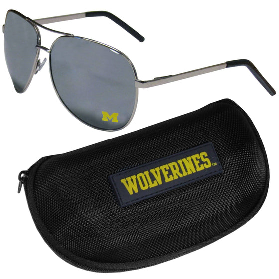 Michigan Wolverines Aviator Sunglasses and Zippered Carrying Case (SSKG) - 757 Sports Collectibles