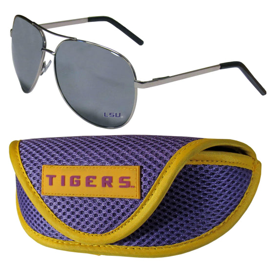 LSU Tigers Aviator Sunglasses and Sports Case (SSKG) - 757 Sports Collectibles