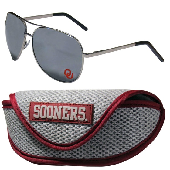 Oklahoma Sooners Aviator Sunglasses and Sports Case (SSKG) - 757 Sports Collectibles