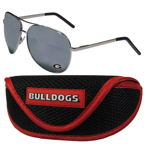 Georgia Bulldogs Aviator Sunglasses and Sports Case (SSKG) - 757 Sports Collectibles