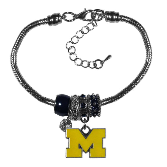 Michigan Wolverines Euro Bead Bracelet (SSKG) - 757 Sports Collectibles