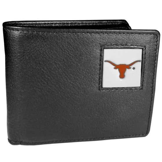 Texas Longhorns Leather Bi-fold Wallet Packaged in Gift Box (SSKG) - 757 Sports Collectibles