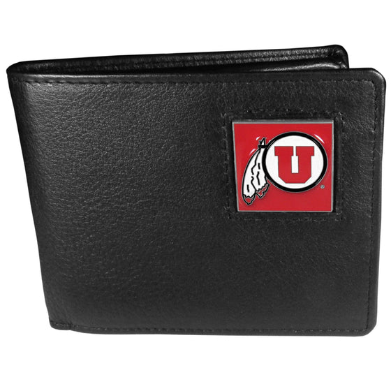 Utah Utes Leather Bi-fold Wallet Packaged in Gift Box (SSKG) - 757 Sports Collectibles