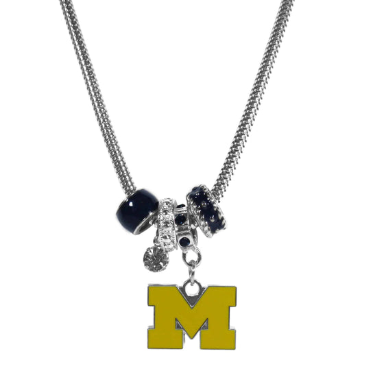 Michigan Wolverines Euro Bead Necklace (SSKG) - 757 Sports Collectibles