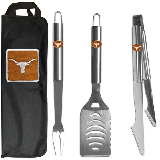 Texas Longhorns 3 pc Stainless Steel BBQ Set with Bag (SSKG) - 757 Sports Collectibles