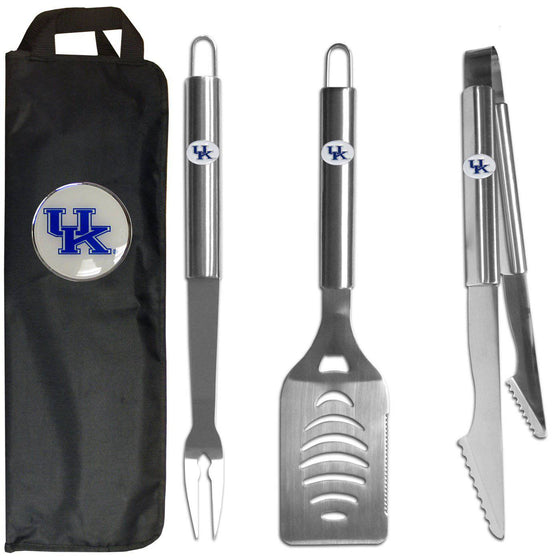 Kentucky Wildcats 3 pc Stainless Steel BBQ Set with Bag (SSKG) - 757 Sports Collectibles