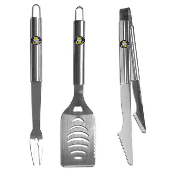 LSU Tigers 3 pc Stainless Steel BBQ Set (SSKG) - 757 Sports Collectibles