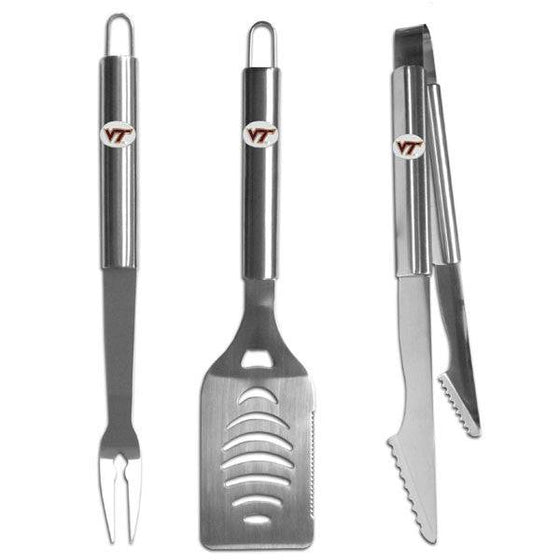 Virginia Tech Hokies 3 pc Stainless Steel BBQ Set (SSKG) - 757 Sports Collectibles