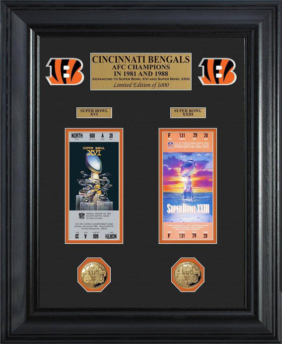 Cincinnati Bengals Super Bowl Ticket and Game Coin Collection Framed (HM) - 757 Sports Collectibles