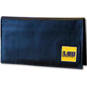 LSU Tigers Deluxe Leather Checkbook Cover (SSKG) - 757 Sports Collectibles