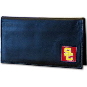 USC Trojans Deluxe Leather Checkbook Cover (SSKG) - 757 Sports Collectibles