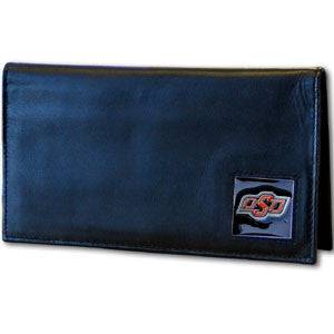 Oklahoma State Cowboys Deluxe Leather Checkbook Cover (SSKG) - 757 Sports Collectibles