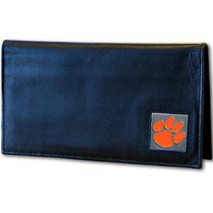 Clemson Tigers Deluxe Leather Checkbook Cover (SSKG) - 757 Sports Collectibles