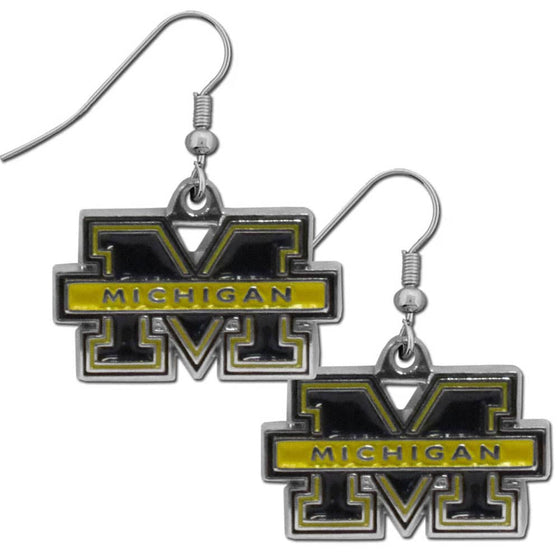 Michigan Wolverines Chrome Dangle Earrings (SSKG) - 757 Sports Collectibles