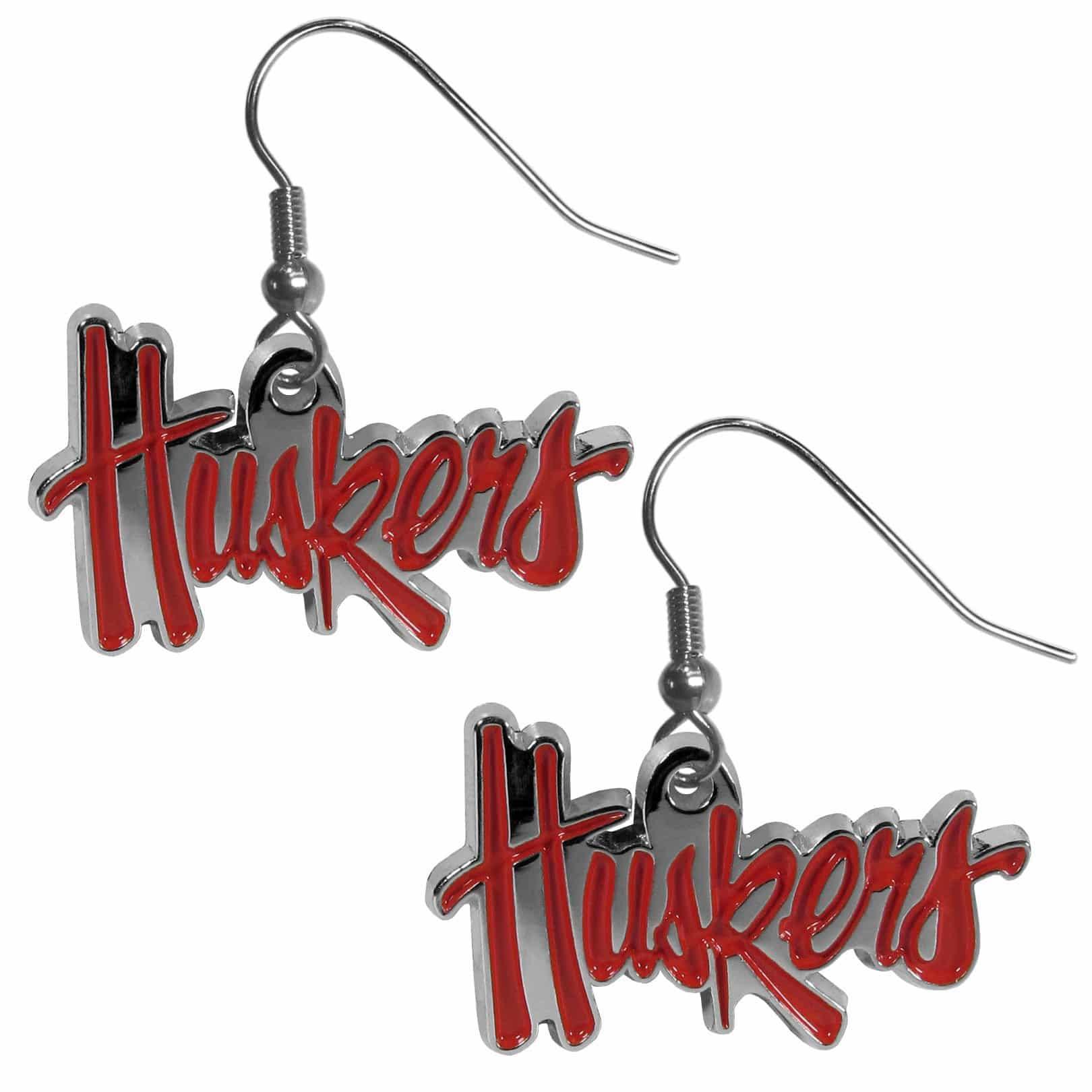 Nebraska Cornhuskers Chrome Dangle Earrings (SSKG) - 757 Sports Collectibles