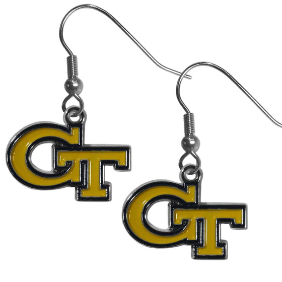 Georgia Tech Yellow Jackets Chrome Dangle Earrings (SSKG) - 757 Sports Collectibles