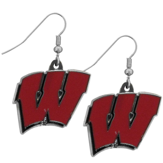 Wisconsin Badgers Chrome Dangle Earrings (SSKG) - 757 Sports Collectibles