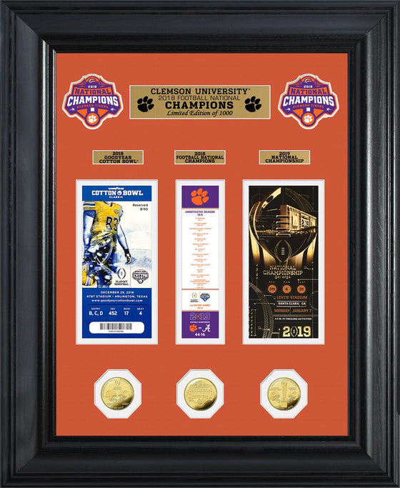 Clemson Tigers 2018 Football National Champions Deluxe Gold Coin Ticket Collection (HM)