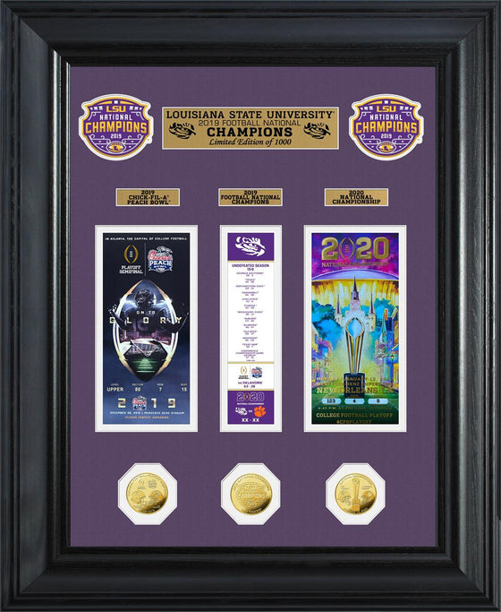 Louisiana State LSU 2019-2020 NCAA Football National Champions Deluxe Gold Coin Ticket Collection