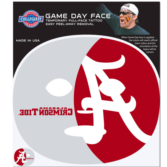 Alabama Crimson Tide Game Face Temporary Tattoo (SSKG) - 757 Sports Collectibles