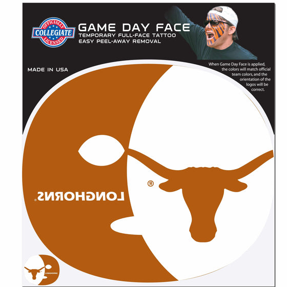Texas Longhorns Game Face Temporary Tattoo (SSKG) - 757 Sports Collectibles