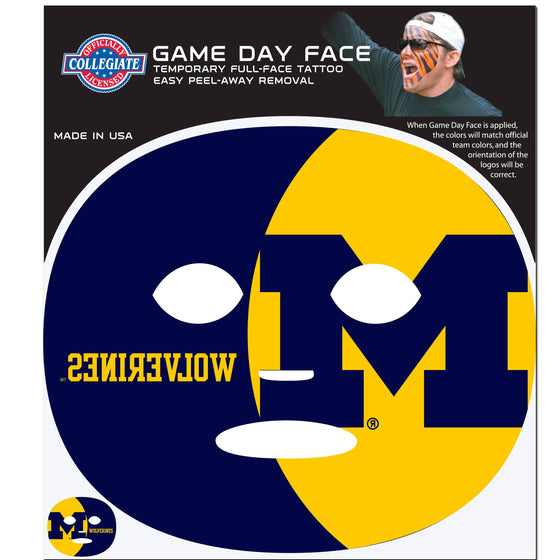 Michigan Wolverines Game Face Temporary Tattoo (SSKG) - 757 Sports Collectibles