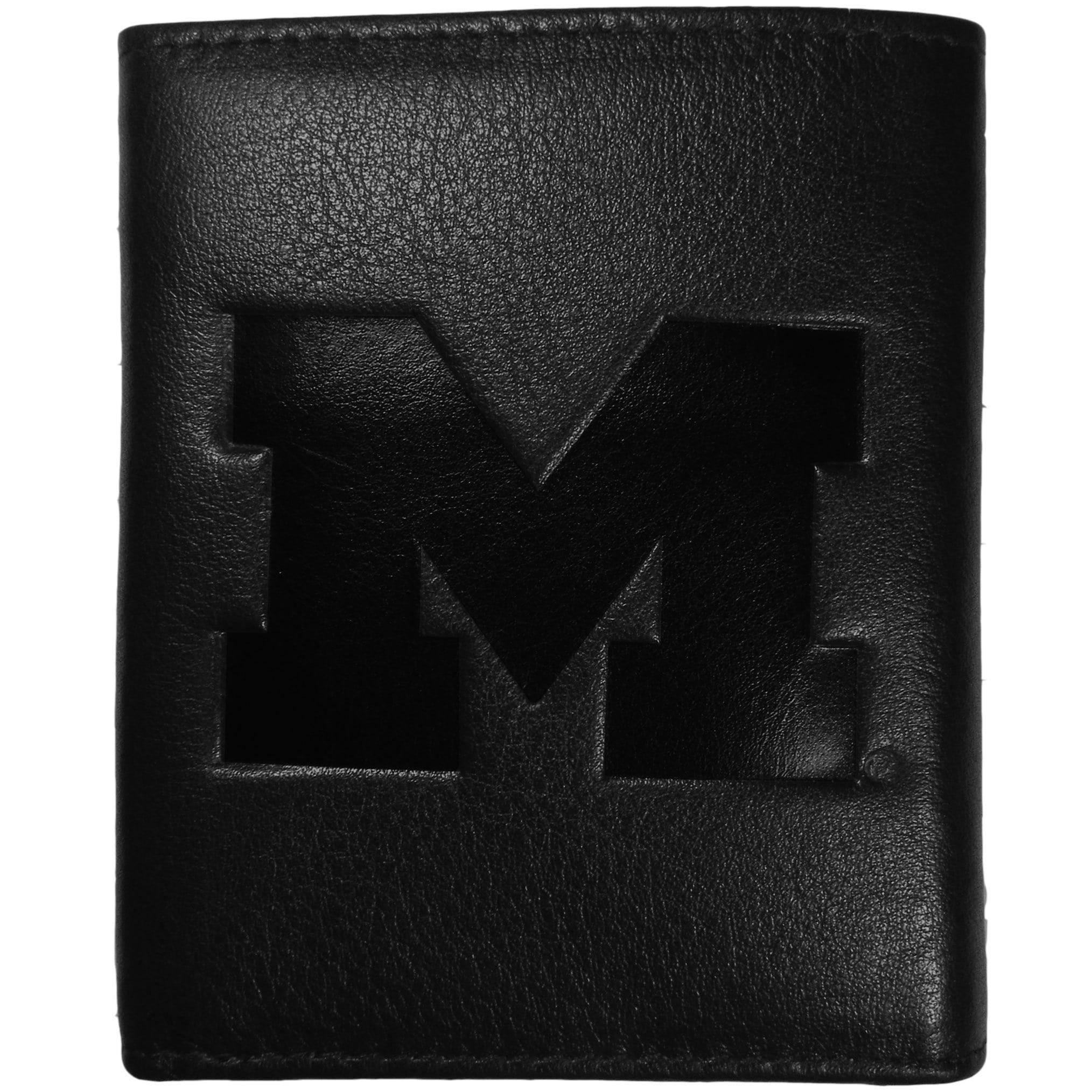 Michigan Wolverines Embossed Leather Tri-fold Wallet (SSKG) - 757 Sports Collectibles