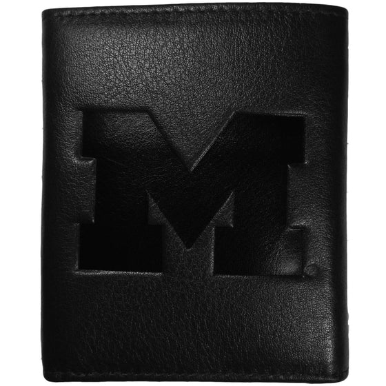 Michigan Wolverines Embossed Leather Tri-fold Wallet (SSKG) - 757 Sports Collectibles