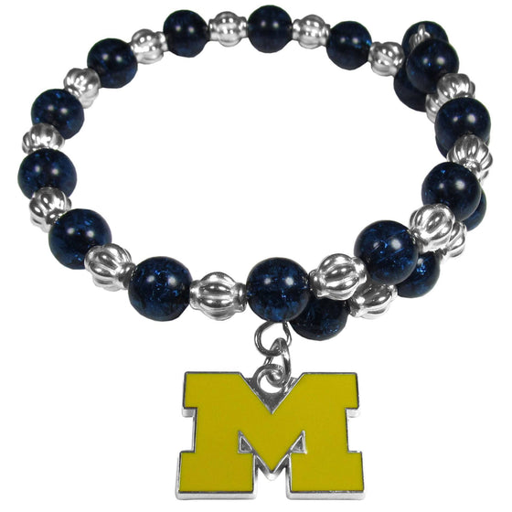 Michigan Wolverines Bead Memory Wire Bracelet (SSKG) - 757 Sports Collectibles