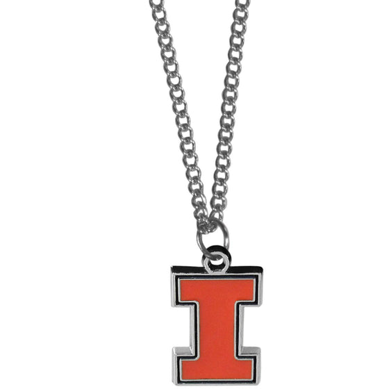 Illinois Fighting Illini Chain Necklace with Small Charm (SSKG) - 757 Sports Collectibles